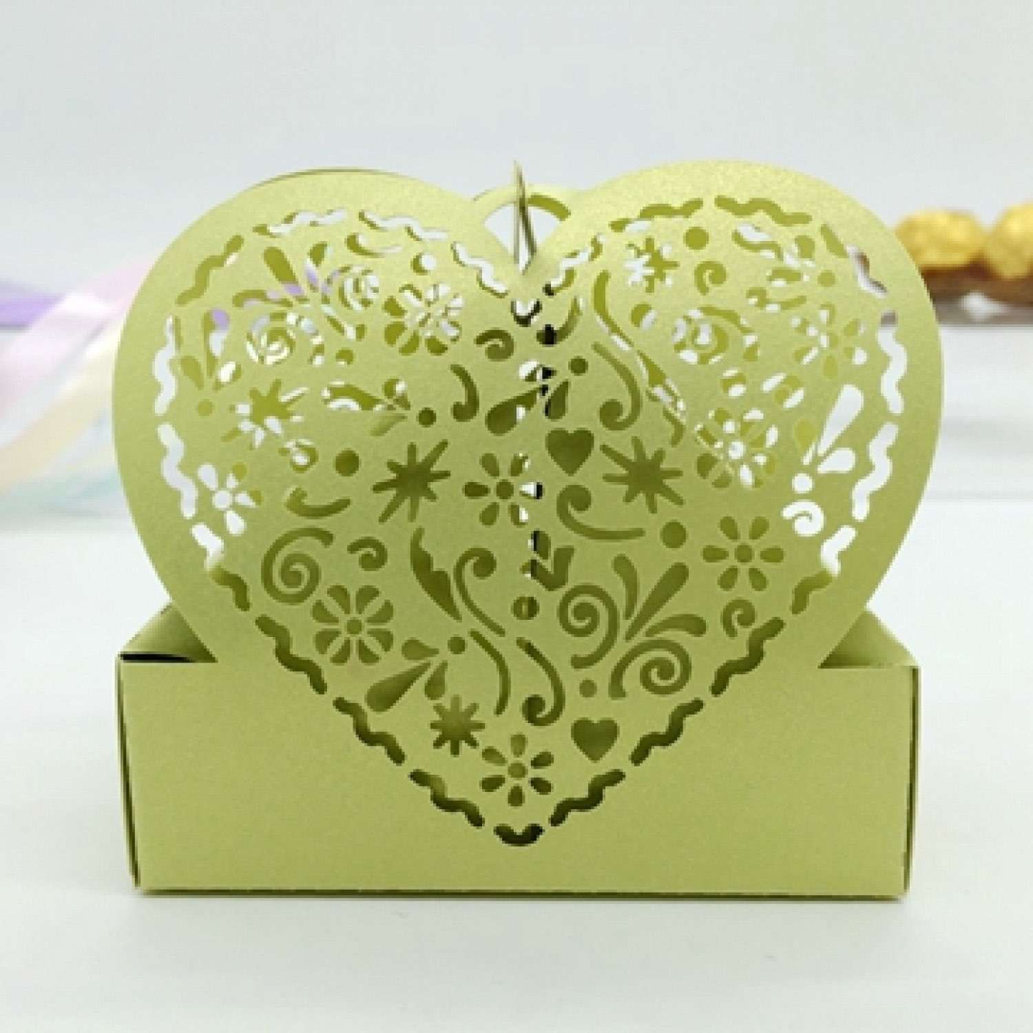 Candy Box Laser Cut Heart Shape Wedding Box Customized 